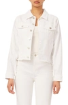 Dl1961 Vika Fray Hem Crop Denim Jacket In Milk