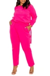 BUXOM COUTURE LONG SLEEVE TOP & D-RING BUCKLE trousers SET
