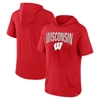 Fanatics Branded Red Wisconsin Badgers Outline Lower Arch Hoodie T-shirt In Red