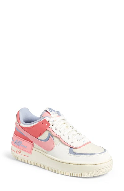 Nike Air Force 1 Shadow Sneaker In Sail/ Coral/ Indigo Haze