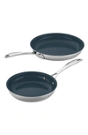 ZWILLING ZWILLING CLAD CFX STAINLESS STEEL CERAMIC NONSTICK FRY PAN 2-PIECE SET