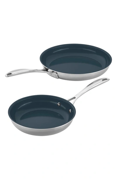 ZWILLING ZWILLING CLAD CFX STAINLESS STEEL CERAMIC NONSTICK FRY PAN 2-PIECE SET
