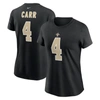 Nike Women's  Derek Carr Black New Orleans Saints Player Name And Number T-shirt In Black