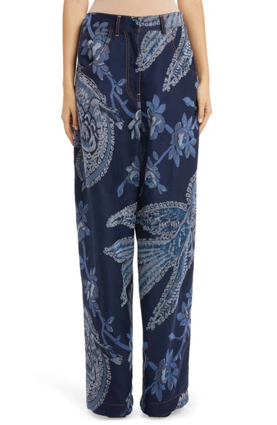 Etro Jacquard High-rise Straight-leg Jeans In Blue