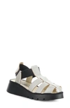 Fly London Pefi Wedge Sandal In 003 Silver Borgogna