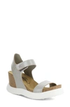 Fly London Gogo Platform Wedge Sandal In Silver Borgogna