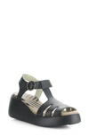 Fly London Duma Platform Wedge Sandal In 000 Black Ceralin