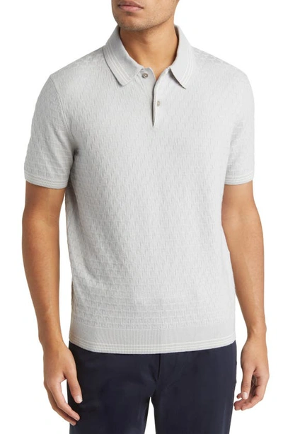 Ted Baker Mahana Stitched Short Sleeve Polo Jumper In Light Grey