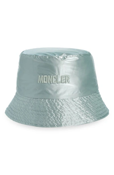Moncler Metallic Bucket Hat In Mint Green