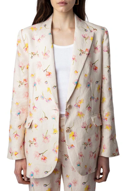 Zadig & Voltaire Vegy Linen Blazer In Yellow Cream