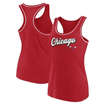 Fanatics Women's  Red Chicago Blackhawks Wordmark Logo Racerback Scoop Neck Tank Top