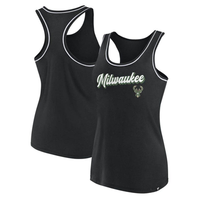 Fanatics Branded Black Milwaukee Bucks Wordmark Logo Racerback Tank Top