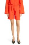 By Malene Birger Elastic-waist Organic-cotton Shorts In Orange