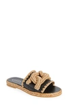 Tod's Kate Leather And Jute Slides In Black
