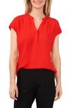 Chaus Split Neck Georgette Blouse In Double Dare