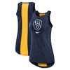 NIKE NIKE NAVY MILWAUKEE BREWERS DRI-FIT PERFORMANCE RIGHT MIX HIGH NECK TANK TOP