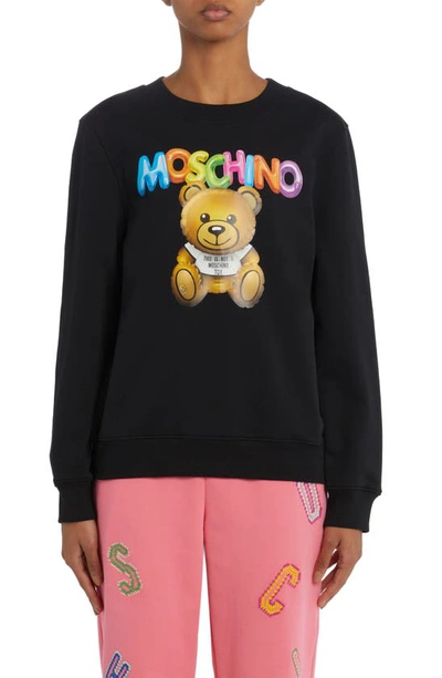 Moschino Teddy Bear Motif Sweatshirt In Black