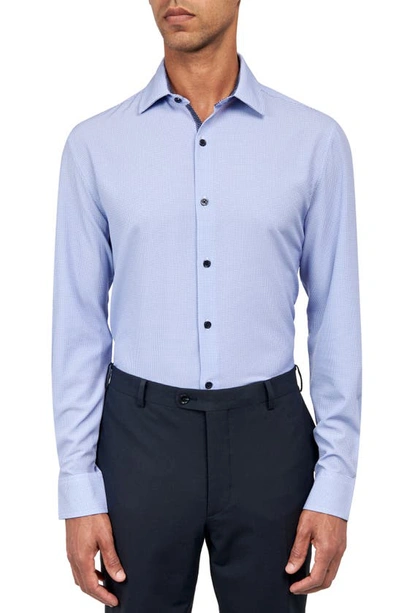 Wrk Slim Fit Houndstooth Stretch Dress Shirt In Blue