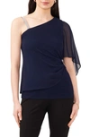 Chaus Rhinestone Strap Overlay One-shoulder Top In Jbs Navy