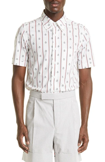 Thom Browne Anchor Short-sleeved Shirt In White