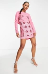 ASOS DESIGN SEQUIN CRYSTAL COCKTAIL DRESS WITH BOLERO