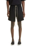 Fear Of God Straight-leg Pleated Wool And Cotton-blend Twill Drawstring Cargo Shorts In Black