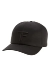Tom Ford Logo Monogram Cotton Twill Baseball Cap In Black