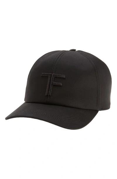 Tom Ford Logo Monogram Cotton Twill Baseball Cap In Black