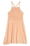 Nordstrom Kids' Halter Sundress In Coral Nougat