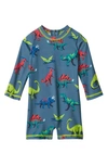 HATLEY KIDS' DANGEROUS DINOS RASHGUARD ONE-PIECE SWIMSUIT