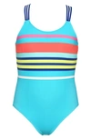 HOBIE HOBIE KIDS' SAIL STRIPE ONE-PIECE SWIMSUIT