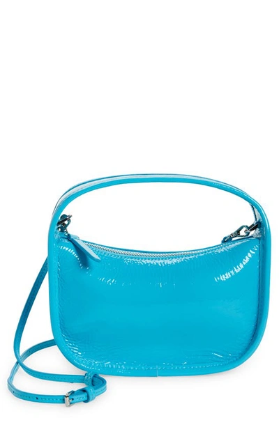 Staud Schultertasche Venice Aus Lackleder In Blue