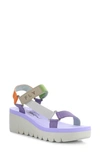 Fly London Yefa Wedge Sandal In 007 Multi/viola Grograin