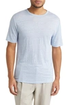 Vince Crewneck Linen T-shirt In Moon Mist