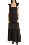 Veronica Beard Women's Aislin Eyelet Tiered Maxi Dress In Black