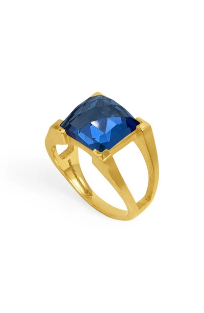 Dean Davidson Mini Plaza Simulated Tanzanite Ring In Midnight Blue/ Gold