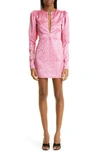 Rotate Birger Christensen Heart Print Satin Sheath Dress In Sachet Pink Comb.