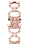 Ferragamo Salvatore Ferragmo Women's Double Gancini Mini Rose Gold Ion-plated Stainless Steel Bracelet Watch 1 In Ip Rose Gold