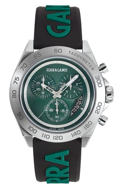 Ferragamo Urban Chrono Watch In Black / Green