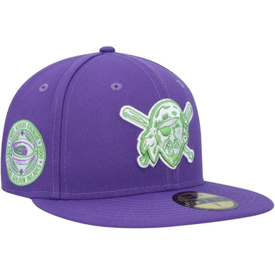 New Era Purple Pittsburgh Pirates Lime Side Patch 59fifty Fitted Hat