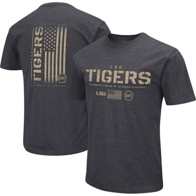 Colosseum Men's  Heather Black Lsu Tigers Big And Tall Oht Military Inspired Appreciation Playbook T-