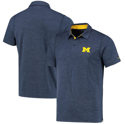 Columbia Men's Navy Michigan Wolverines Tech Trail Space Dye Omni-shade Polo