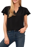 Cece Garden Romance Womens V Neck Ribbed Pullover Top In Rich Black