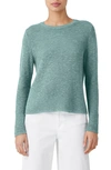 Eileen Fisher Slubby Crewneck Linen-cotton Pullover In Teal