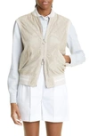 ELEVENTY PERFORATED SUEDE BOMBER VEST