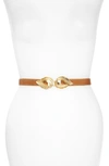 RAINA LAUREN LEAF BUCKLE LEATHER BELT