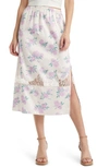 LOVESHACKFANCY FAYETTE FLORAL SATIN SKIRT