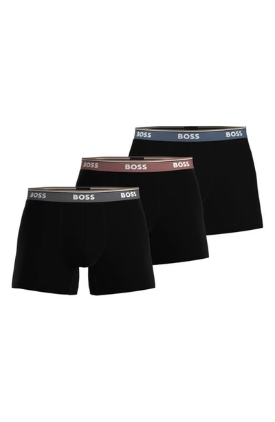 Hugo Boss Three-pack Of Boxer Briefs With Logo Waistbands In Patterned