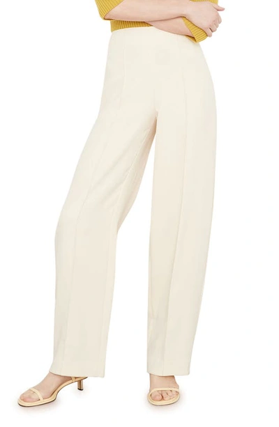 Vince Pleated Crepe Wide-leg Pants In Beige