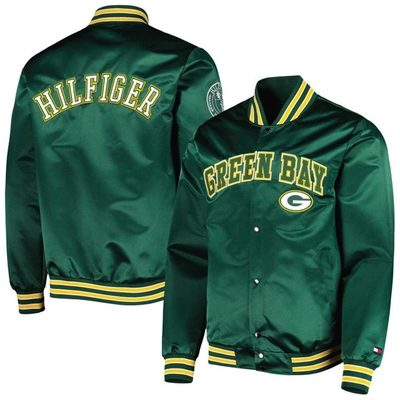 TOMMY HILFIGER TOMMY HILFIGER GREEN GREEN BAY PACKERS ELLIOT VARSITY FULL-SNAP JACKET